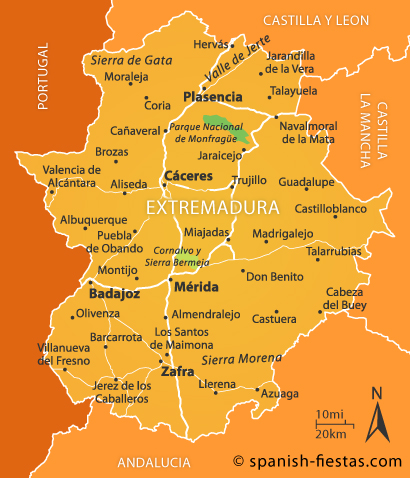 Extremadura Travel Guide Map