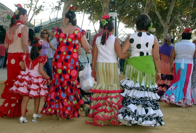 Spanish Women in Flamenco Dress at La Feria de Abril