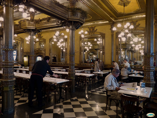 Inside the Historic Café Iruña