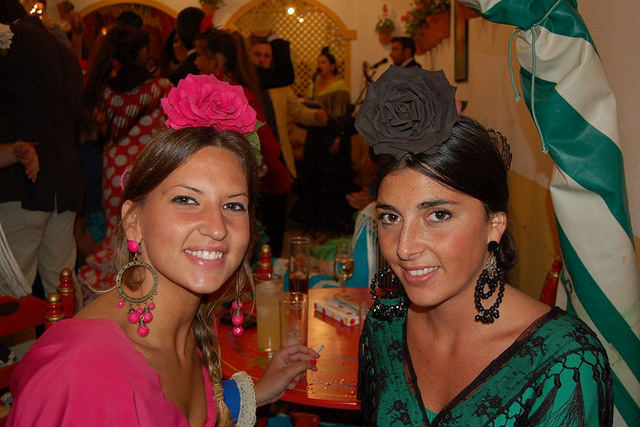 Spanish Girls in the Caseta at the Seville Fair
